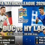 Nhận định bóng đá Đức vs Hy Lạp UEFA Nations League 2026/27 - Hình ảnh Florian Wirtz đối đầu Christos Tzolis trên Gavang TV.